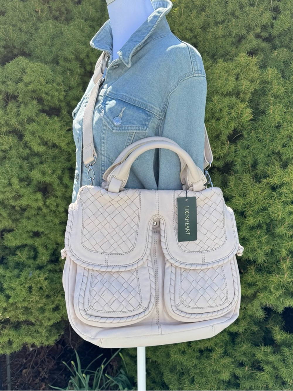 Lockhart Cream Leather Shoulder Bag NWT